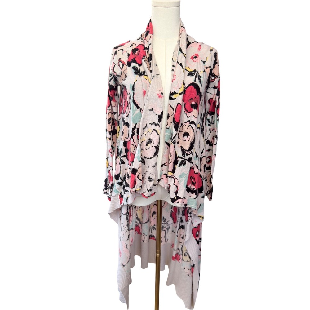 Anthropologie Sparrow Floral Linen Blend Duster Cardigan Boho Long Open Sweater